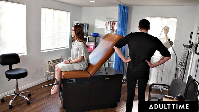 ADULT TIME - Horny Laney Grey Urges Perv Gyno To Fuck Her Hard While Helpless Husband Watches