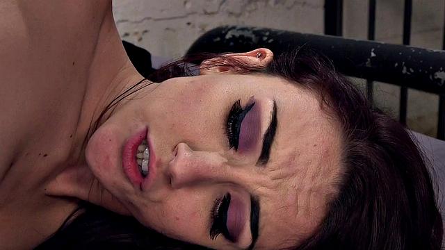 Anally toyed lesbian jailbait gets a rough stretch in fishnet stockings