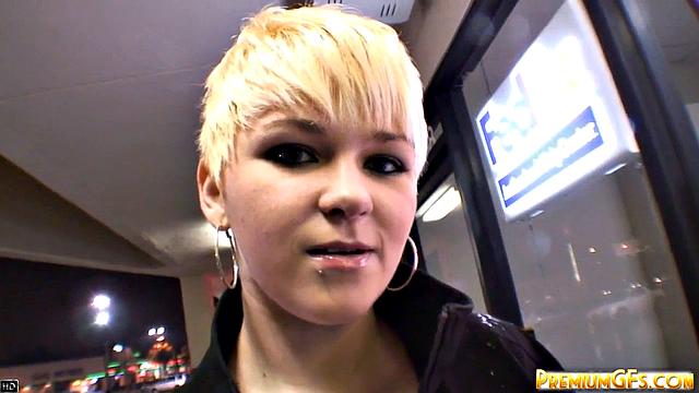 Blonde teen goes down