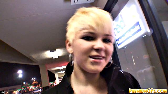 Blonde teen goes down