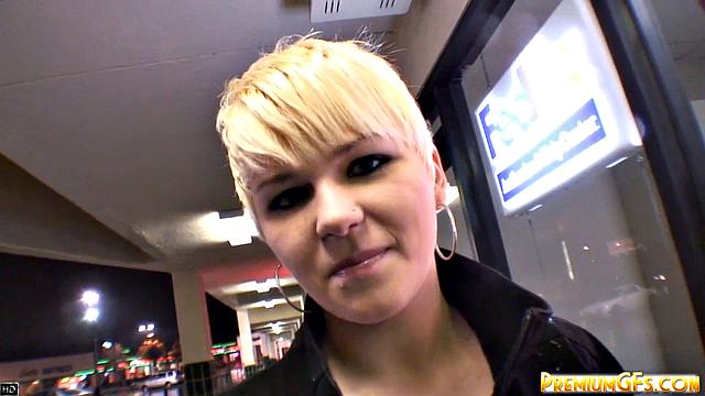 Blonde teen goes down