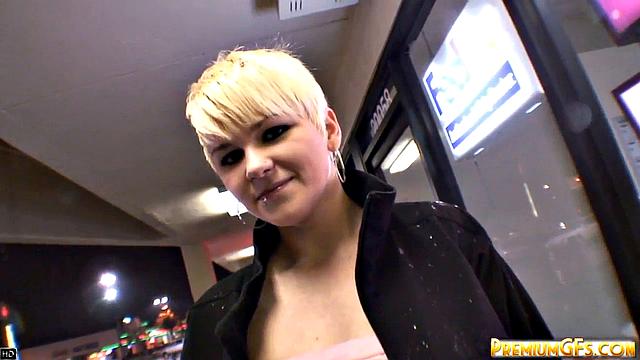 Blonde teen goes down