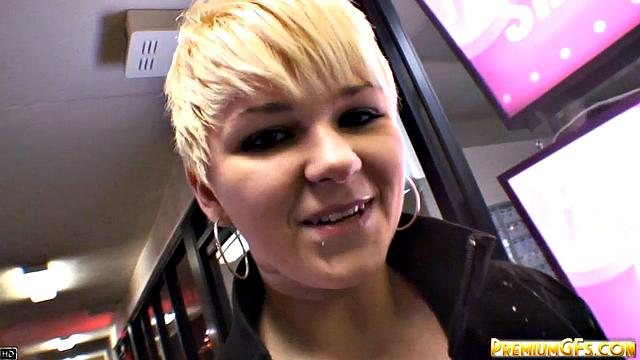 Blonde teen goes down