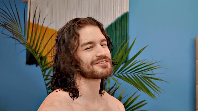 Hung hippie stud pleasuring himself as he rubs his big shaft