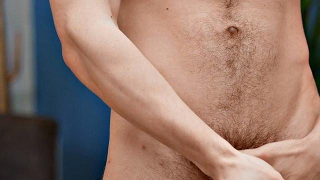 Hung hippie stud pleasuring himself as he rubs his big shaft