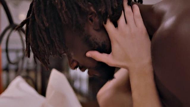 Jock BBC IR barebacking blindfolded stud on bed