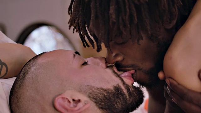 Jock BBC IR barebacking blindfolded stud on bed