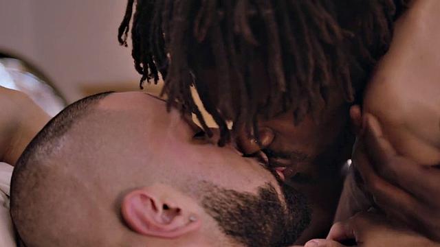 Jock BBC IR barebacking blindfolded stud on bed