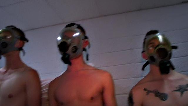 Amateur army stud waits for fresh jizz in group sex