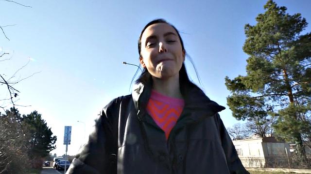 POV nympho fucked by big dick outdoor in public