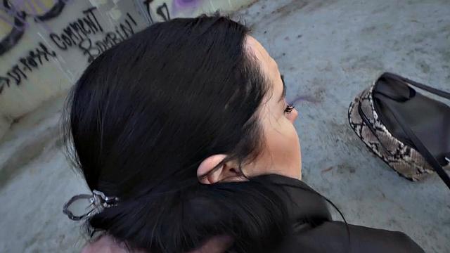 POV nympho fucked by big dick outdoor in public