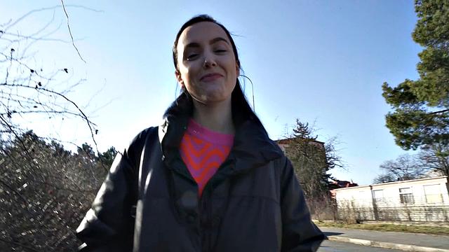 POV nympho fucked by big dick outdoor in public