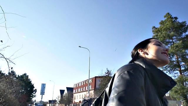 POV nympho fucked by big dick outdoor in public