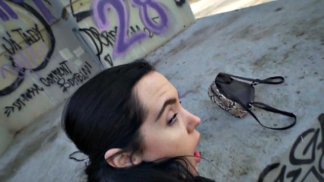 POV nympho fucked by big dick outdoor in public