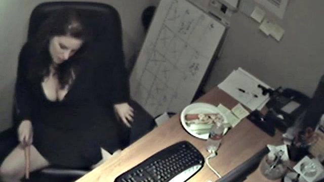 Naughty office teen enjoys solo