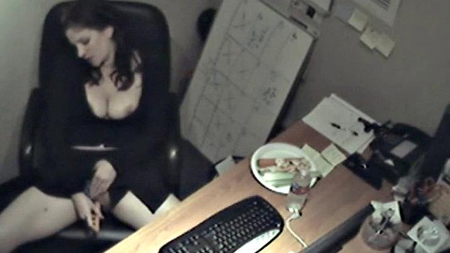 Naughty office teen enjoys solo