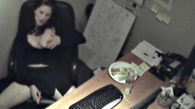 Naughty office teen enjoys solo