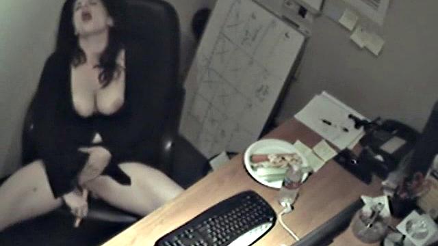 Naughty office teen enjoys solo