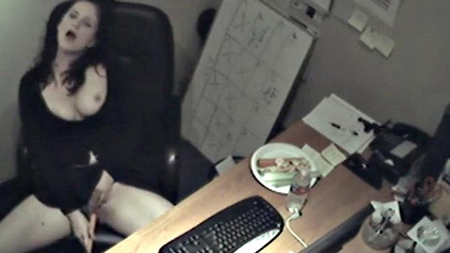 Naughty office teen enjoys solo