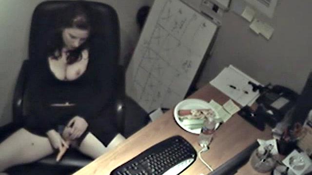 Naughty office teen enjoys solo