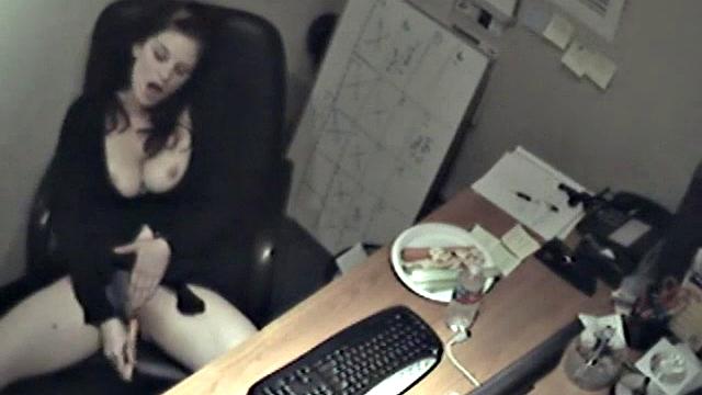 Naughty office teen enjoys solo