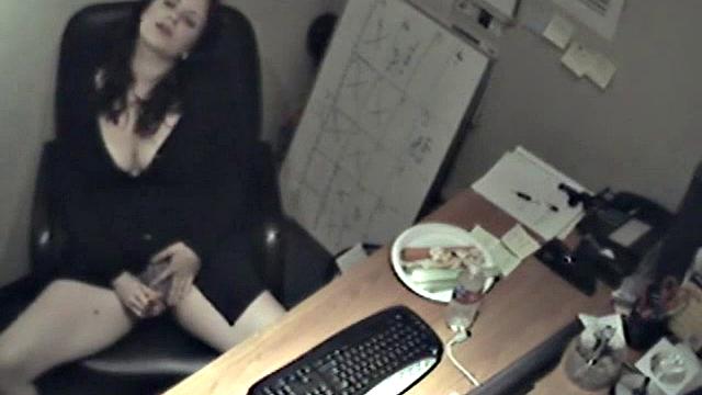 Naughty office teen enjoys solo