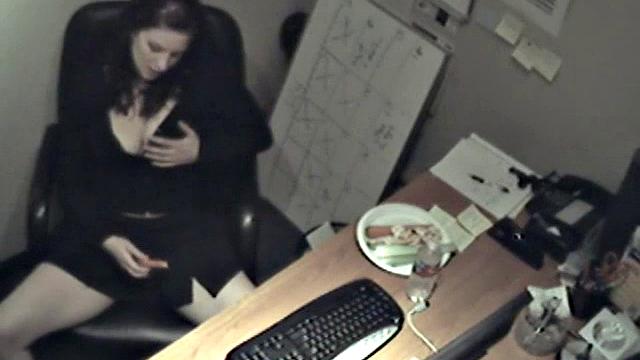 Naughty office teen enjoys solo