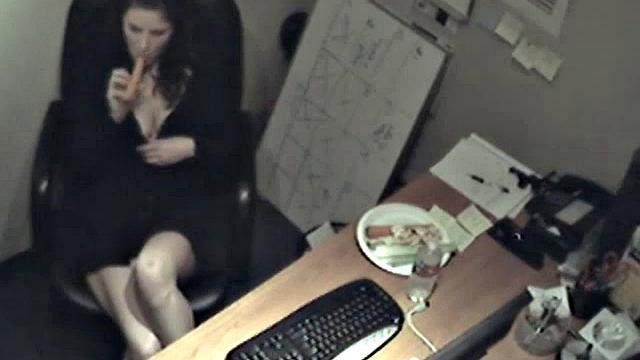 Naughty office teen enjoys solo