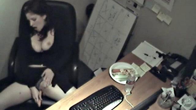 Naughty office teen enjoys solo