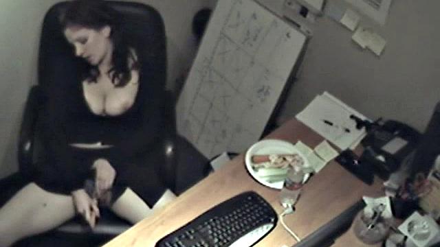 Naughty office teen enjoys solo