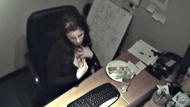 Naughty office teen enjoys solo