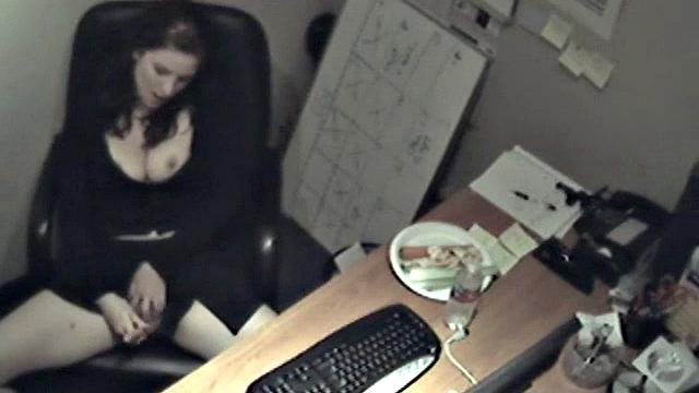 Naughty office teen enjoys solo