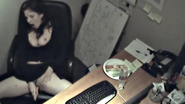 Naughty office teen enjoys solo