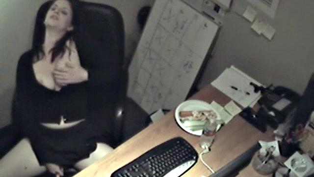 Naughty office teen enjoys solo