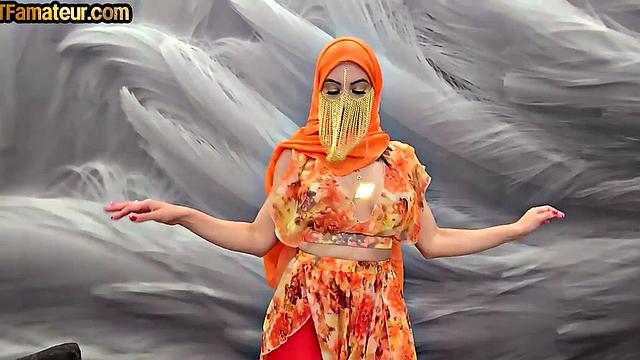 DTF amateur Arab with bigtits riding cock in POV