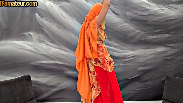 DTF amateur Arab with bigtits riding cock in POV