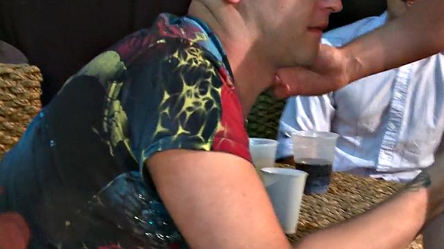 Real deepthroating party with a cowboy