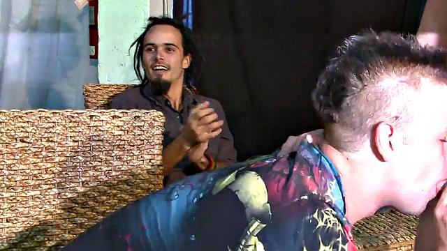 Real deepthroating party with a cowboy