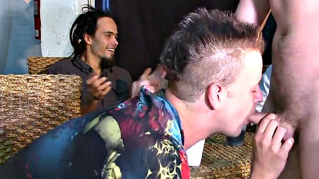 Real deepthroating party with a cowboy