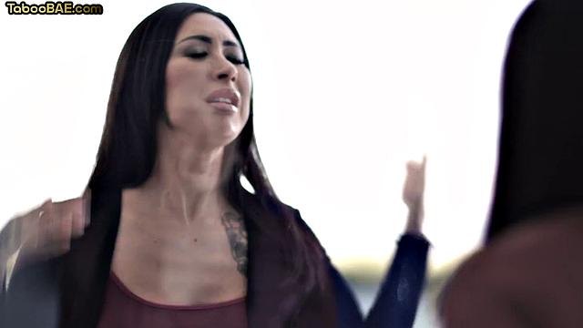 Busty cougar rides her stepson