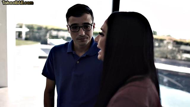 Busty cougar rides her stepson