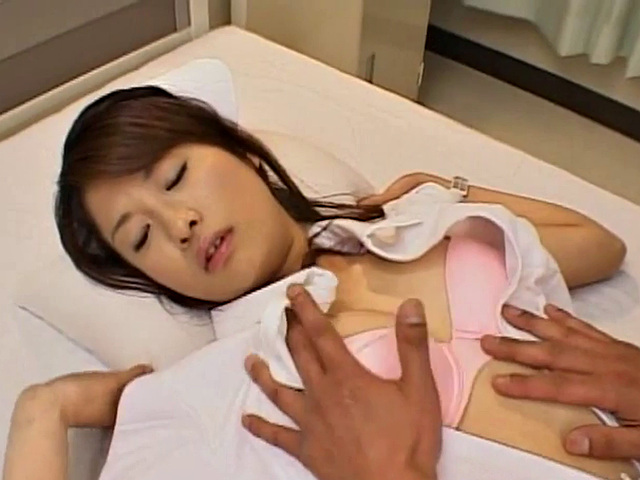 Naughty Asian nurse gives her patient a hot creampie after a wild fuck session