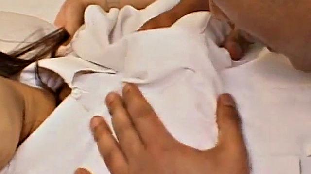 Naughty Asian nurse gives her patient a hot creampie after a wild fuck session