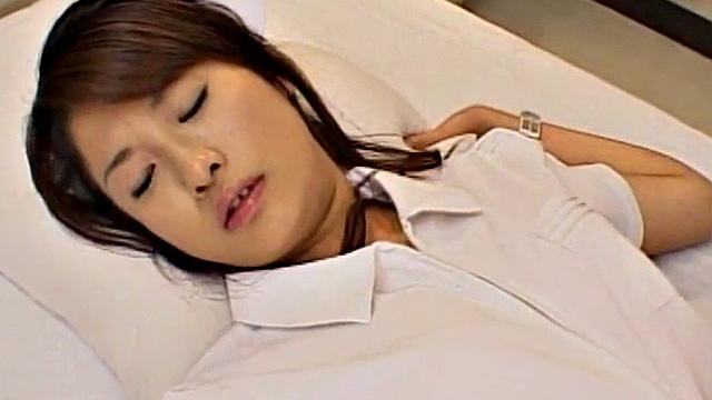 Naughty Asian nurse gives her patient a hot creampie after a wild fuck session