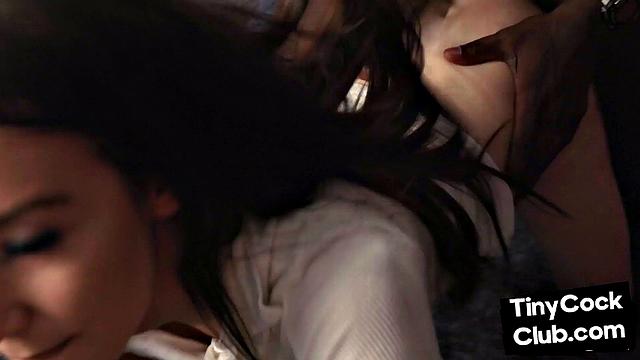 Skinny IR domina fucked in front of small cock loser