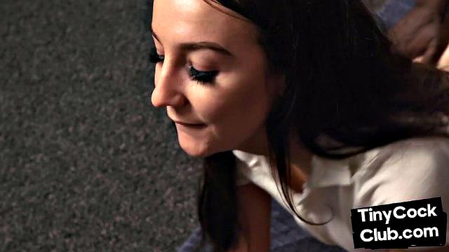 Skinny IR domina fucked in front of small cock loser