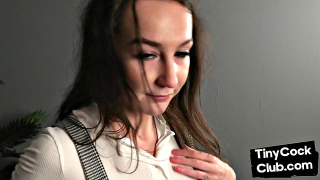 Skinny IR domina fucked in front of small cock loser