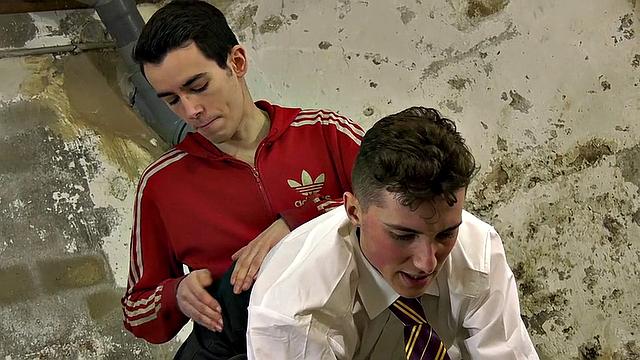 Johnny Polak bends over for Alexis Tivoli's playful spanking-guess someone couldn't sit still at work