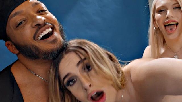 Transsexual beauty fucked by stiff dick in asshole