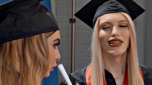 Transsexual beauty fucked by stiff dick in asshole